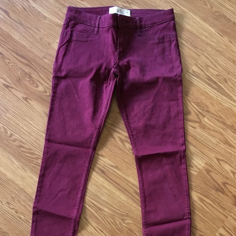 Girls Hollister Super Skinny Maroon Pants